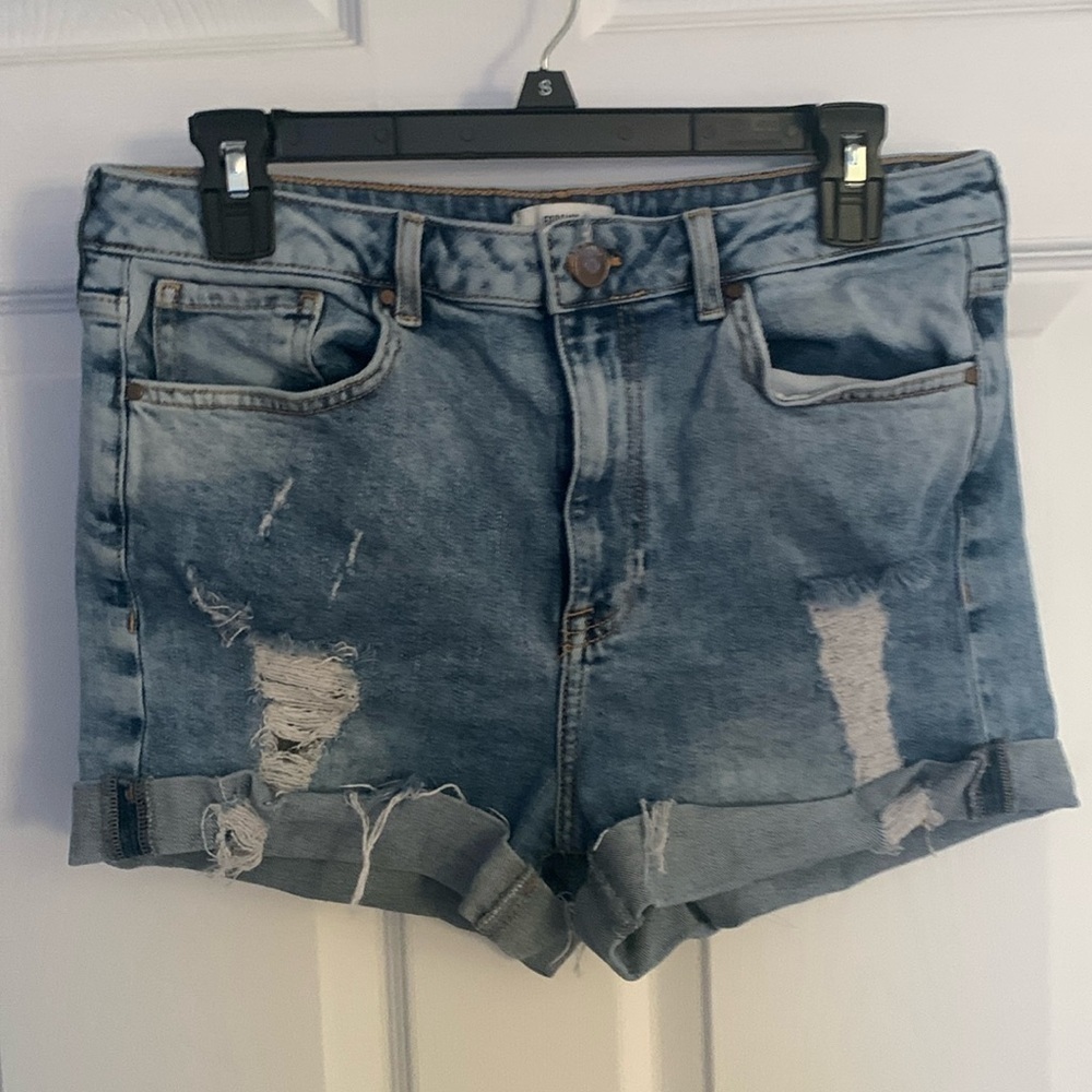 Forever 21 Blue Distressed Jean Shorts